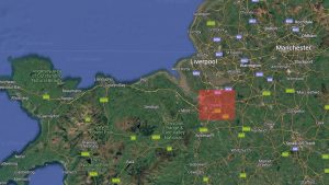 An satellite view of the North West, Chester is highlighted with a red square, you can see convenient routs to Liverpool, Manchester & North Wales. Business Benefits of setting up in chester