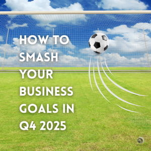 Football being smashed into a goal showing how to smash your business goals in q4 2025