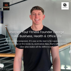 George Sharpe showing us some healthy habits at the office