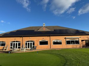 front of chester golf club with solar planel installation from Gen Green for sustainable energy